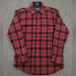 Pendleton Men’s Wool Lodge Shirt – Red & Grey Plaid, Size M, Outdoor, Layer